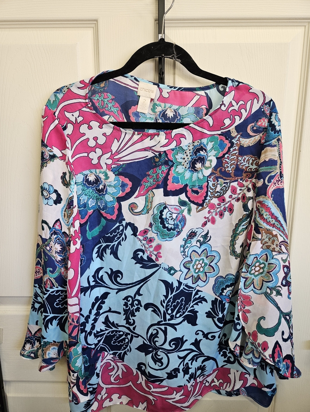 Chicos Women’s Floral Multicolor Blouse - Pink & Blue